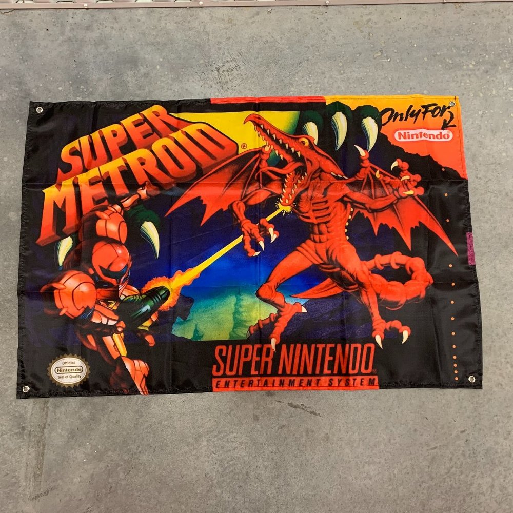 Super Metroid Custom Wall Flag Banner Tapestry 2 x 3 Ft, SNES, Super Nintendo